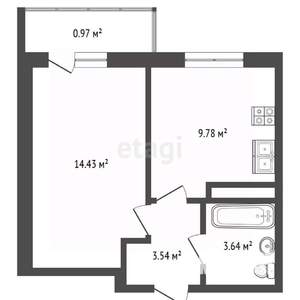 1-к квартира, вторичка, 32м2, 6/7 этаж