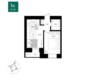 1-к квартира, вторичка, 35м2, 4/12 этаж