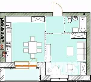 1-к квартира, сданный дом, 45м2, 1/4 этаж