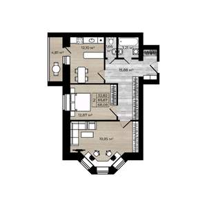 2-к квартира, вторичка, 68м2, 3/5 этаж