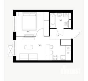 Студия квартира, вторичка, 32м2, 11/17 этаж