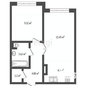 1-к квартира, вторичка, 40м2, 5/16 этаж