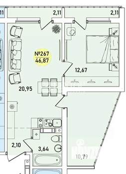 2-к квартира, вторичка, 47м2, 9/9 этаж