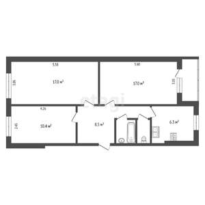 3-к квартира, вторичка, 63м2, 5/5 этаж