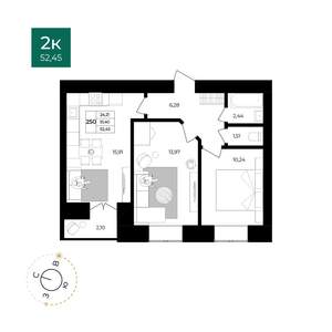 2-к квартира, вторичка, 52м2, 11/12 этаж