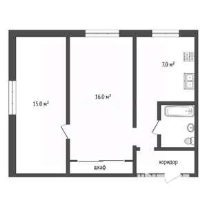 2-к квартира, вторичка, 44м2, 1/3 этаж