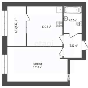 1-к квартира, вторичка, 43м2, 2/9 этаж