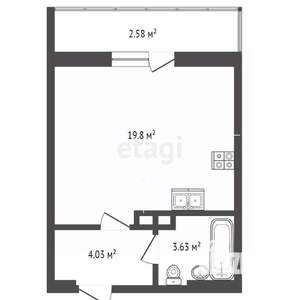 Студия квартира, вторичка, 30м2, 4/17 этаж