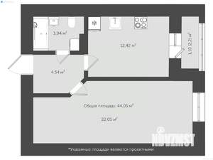 1-к квартира, сданный дом, 47м2, 9/18 этаж