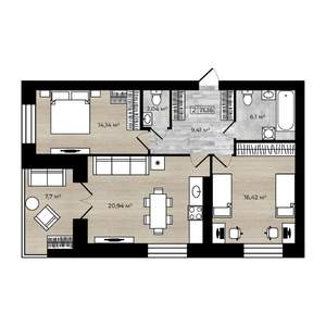 2-к квартира, вторичка, 71м2, 3/4 этаж