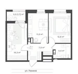 2-к квартира, вторичка, 52м2, 8/18 этаж