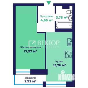 1-к квартира, вторичка, 39м2, 3/18 этаж