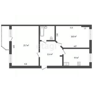 2-к квартира, вторичка, 69м2, 5/6 этаж