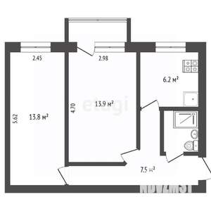 2-к квартира, вторичка, 45м2, 3/5 этаж