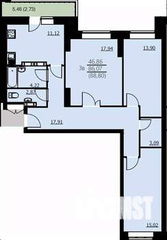3-к квартира, вторичка, 89м2, 5/24 этаж