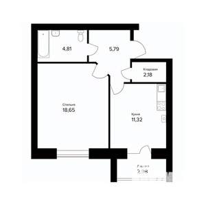 1-к квартира, вторичка, 44м2, 5/5 этаж