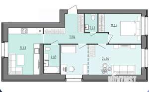 2-к квартира, строящийся дом, 71м2, 1/9 этаж