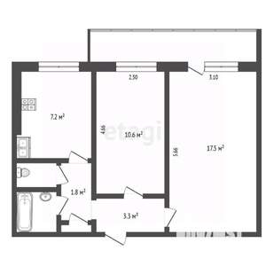 2-к квартира, вторичка, 44м2, 4/5 этаж
