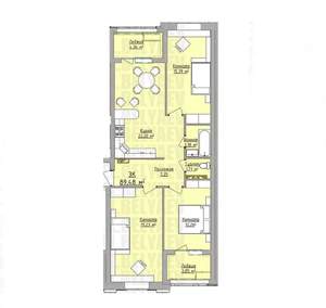 3-к квартира, сданный дом, 79м2, 6/7 этаж