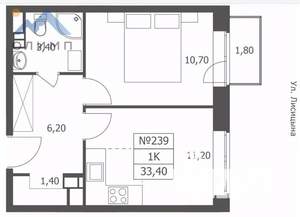1-к квартира, вторичка, 33м2, 4/10 этаж