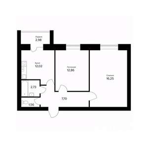 2-к квартира, вторичка, 55м2, 1/5 этаж