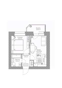 1-к квартира, вторичка, 32м2, 5/9 этаж