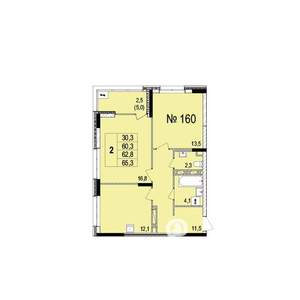 2-к квартира, строящийся дом, 63м2, 17/18 этаж