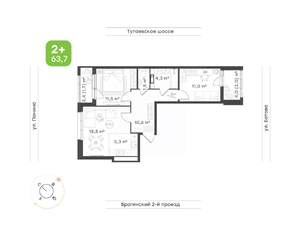 3-к квартира, вторичка, 64м2, 15/18 этаж
