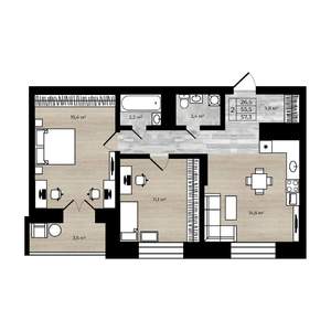 2-к квартира, вторичка, 57м2, 8/12 этаж