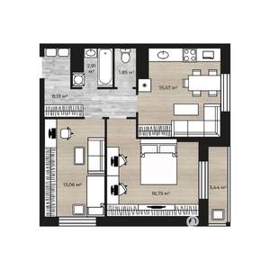 2-к квартира, вторичка, 60м2, 14/18 этаж