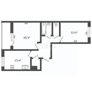 2-к квартира, вторичка, 57м2, 8/10 этаж