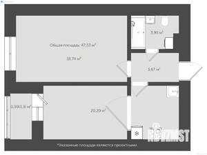 1-к квартира, сданный дом, 48м2, 13/18 этаж