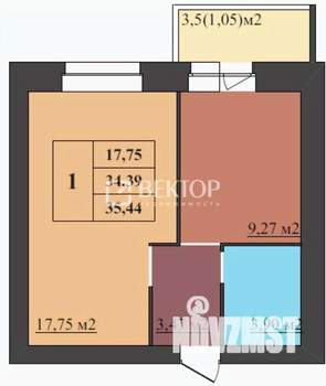 1-к квартира, вторичка, 35м2, 7/9 этаж