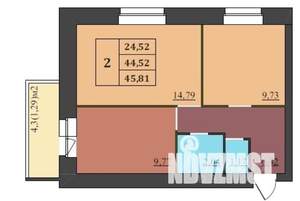 2-к квартира, вторичка, 46м2, 2/9 этаж