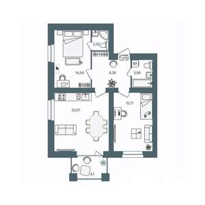 2-к квартира, строящийся дом, 69м2, 1/16 этаж