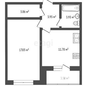 1-к квартира, сданный дом, 42м2, 2/5 этаж