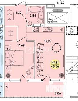 2-к квартира, вторичка, 48м2, 4/9 этаж