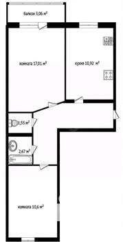 2-к квартира, вторичка, 51м2, 4/10 этаж
