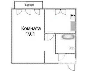 1-к квартира, вторичка, 32м2, 2/5 этаж