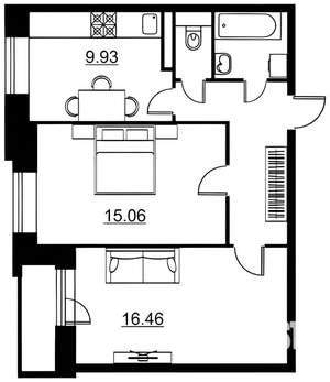 2-к квартира, вторичка, 55м2, 3/9 этаж