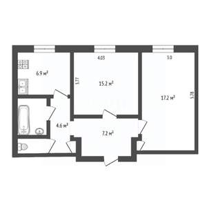 2-к квартира, вторичка, 57м2, 2/4 этаж