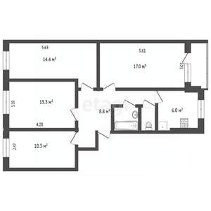 4-к квартира, вторичка, 75м2, 1/5 этаж