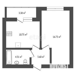 1-к квартира, вторичка, 36м2, 5/12 этаж