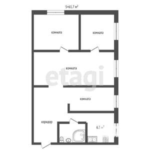 4-к квартира, вторичка, 62м2, 2/5 этаж