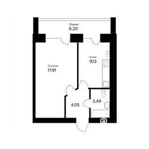 1-к квартира, вторичка, 38м2, 1/5 этаж