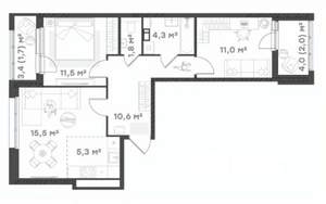 2-к квартира, вторичка, 64м2, 10/18 этаж