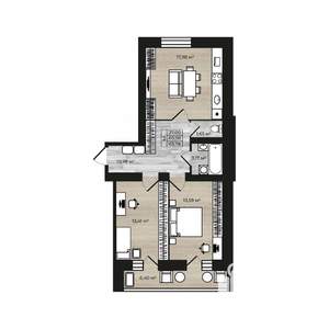 2-к квартира, строящийся дом, 67м2, 2/9 этаж