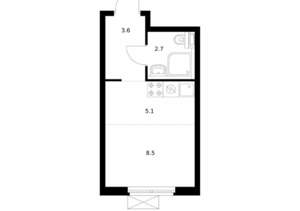 Студия квартира, вторичка, 20м2, 10/17 этаж