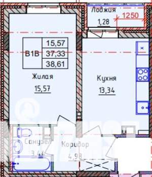 1-к квартира, вторичка, 33м2, 3/9 этаж