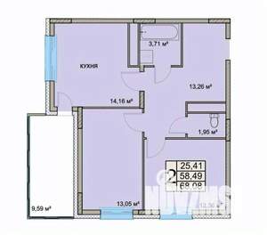 2-к квартира, вторичка, 68м2, 2/18 этаж